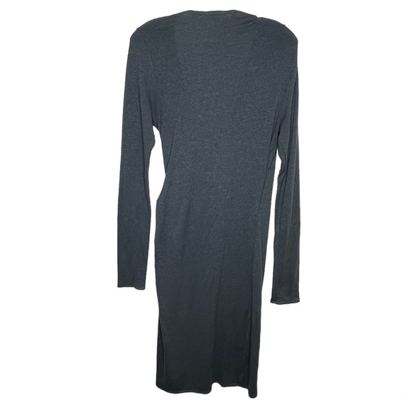 WILFRED Free Klum Bodycon Wrap Dress Aritzia Grey - Picture 2 of 7